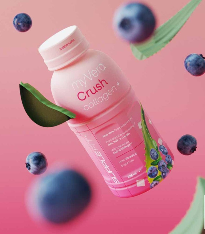 MYVERA CRUSH Collagen + | Nahrungsergänzungsmittel in Einzelflaschen à 285 ml (6er Pack) - 1710 ml