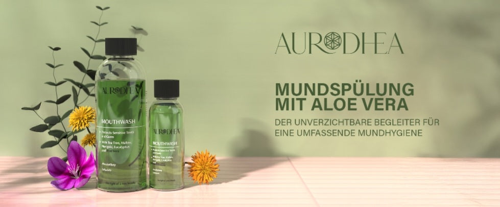 Mundspülung mit Aloe Vera
250 ml | Angereichert mit Teebaumöl, Malve, Ringelblume & Eukalyptus