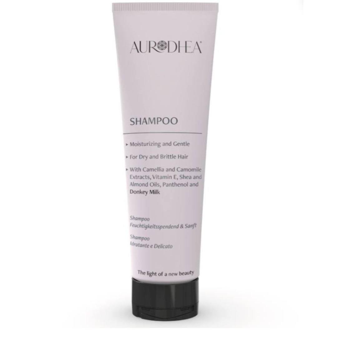 Shampoo mit Eselsmilch - 250 mlMit Vitamin E, Extrakten aus Kamelie & Kamille, Shea- & Mandelöl, Panthenol
Das Aurodhea Shampoo mit Eselsmilch nährt und pflegt