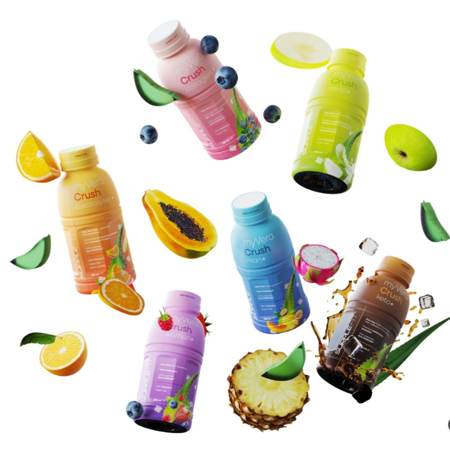 Complément alimentaire MYVERA CRUSH Collagen+ de bienêtre en soit, vitamine et collagène pour la peau et la santé.