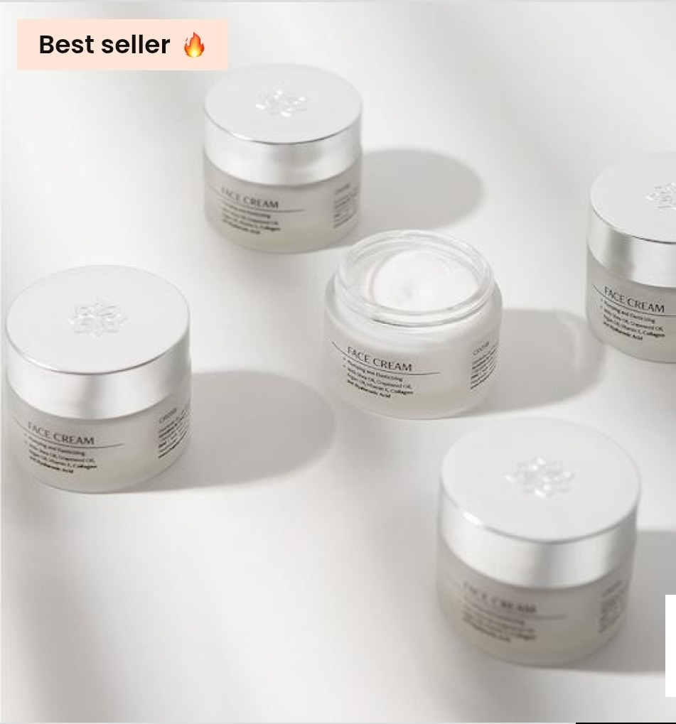 Gesichtscreme mit Kollagen & Hyaluronsäure
50 ml | Angereichert mit Traubenkernöl, Arganöl, Sheaöl & Vitamin E
