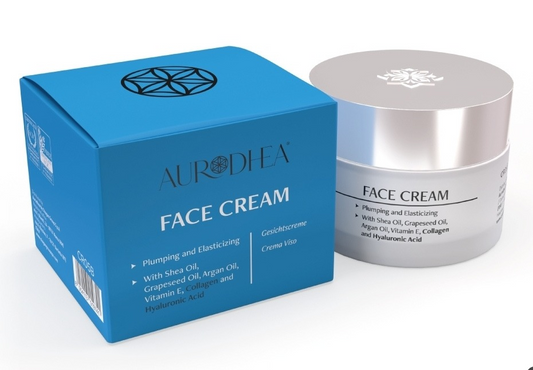 Gesichtscreme mit Kollagen & Hyaluronsäure Straffende 
Gesichtscreme mit Kollagen & Hyaluronsäure
50 ml | Angereichert mit Traubenkernöl, Arganöl, Sheaöl & Vitamin E
