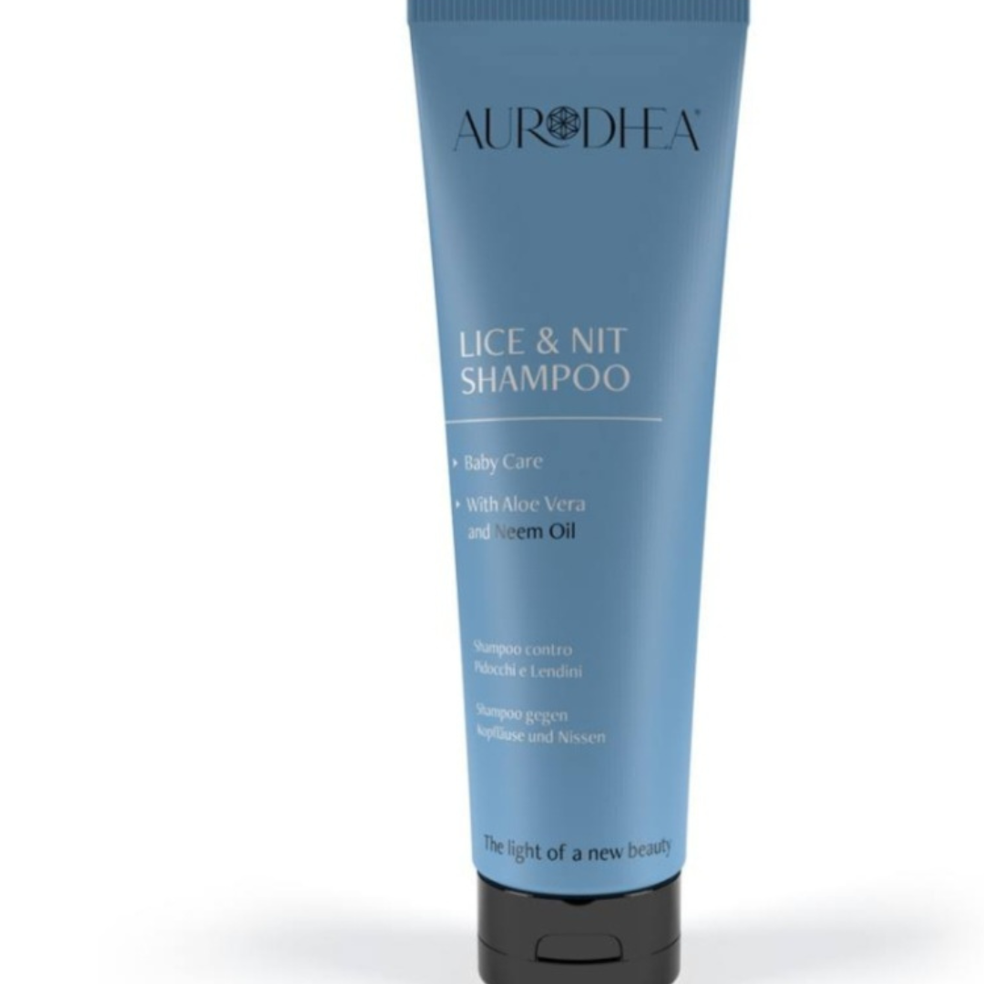 Shampoo bio contre les poux et nits pour cheveux, 200 ml, marque bienêtre en soit, flacon avec étiquette verte.