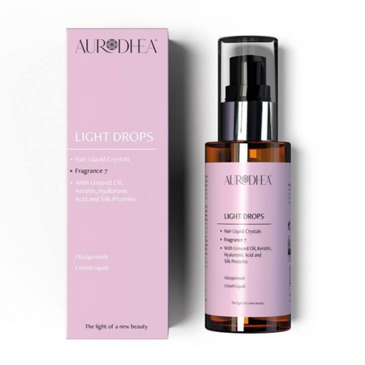 Flacons de liquide cristallin LIGHT DROPS pour cheveux de la marque bienêtre en soit, image montrant le produit en flacon de 50 ml