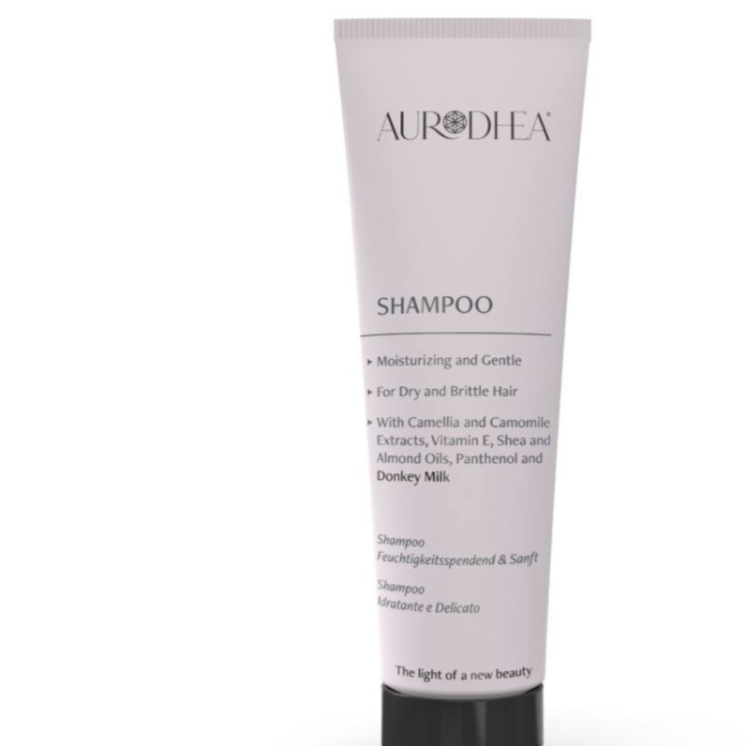 Shampoing avec lait d'âne de 250 ml de bienêtre en soit pour cheveux, texture crémeuse dans un flacon blanc.