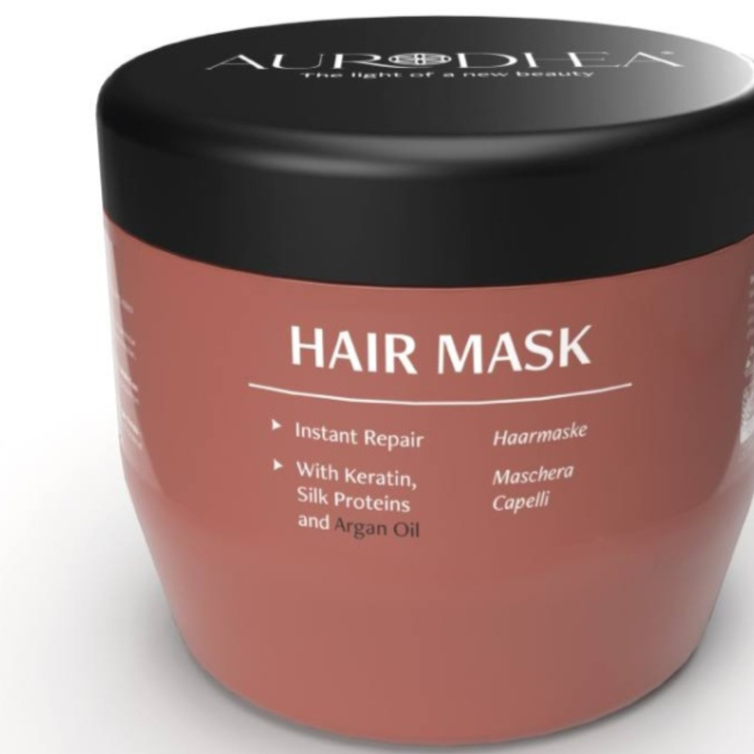 Masque capillaire démêlant à l'huile d'argan de bien-être en soit, texture riche pour cheveux doux et brillants.