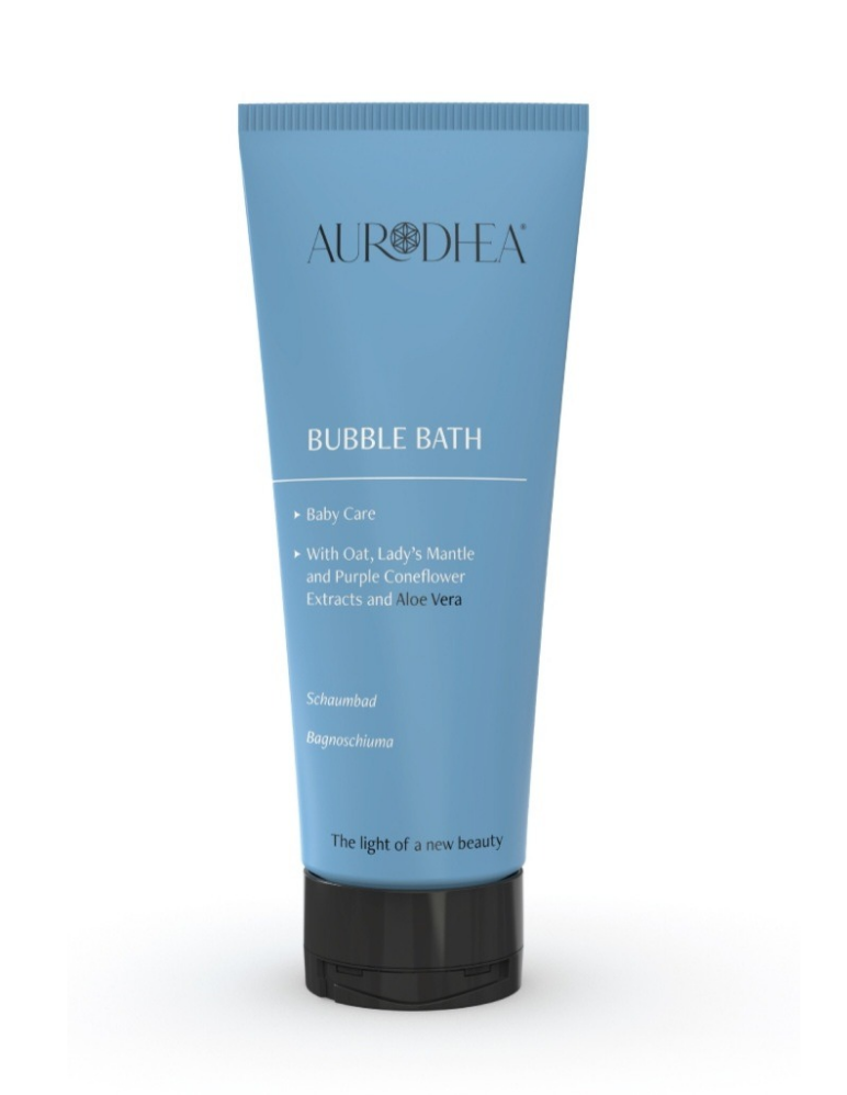 Bain moussant pour bébé Bienêtre en soit, flacon de 200 ml, produit de soin corporel doux pour la peau sensible.