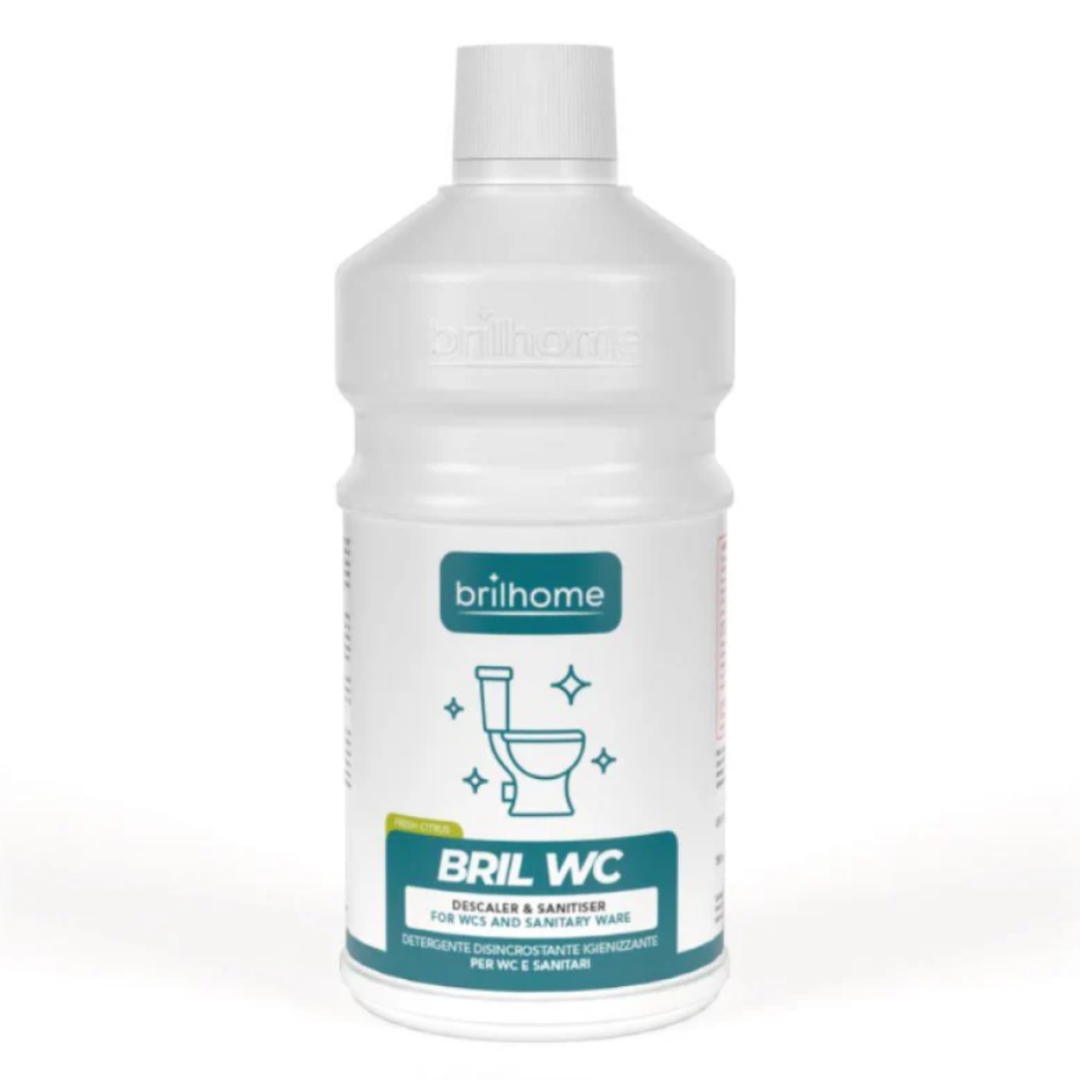 Reinige la toilette avec le produit concentré BRIL WC de bienêtre en soit, un nettoyant puissant à effet blanchissant.
