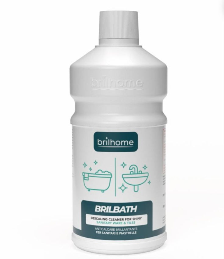 Spray nettoyant anti-calcaire Brilbath de bienêtre en soit, pour éliminer le calcaire sur les surfaces de salle de bain.