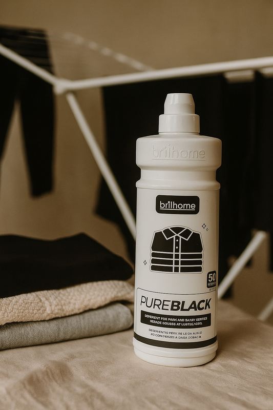 Reinigungsmittel bienêtre en soit Pure Black pour linge noir et foncé, bouteille de savon liquide pour nettoyage efficace des vêtements.