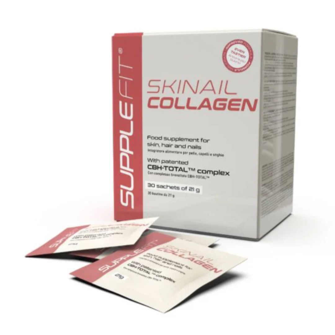 Complément alimentaire Skinail Collagène de Chogan pour une peau éclatante, cheveux brillants et ongles solides en image.