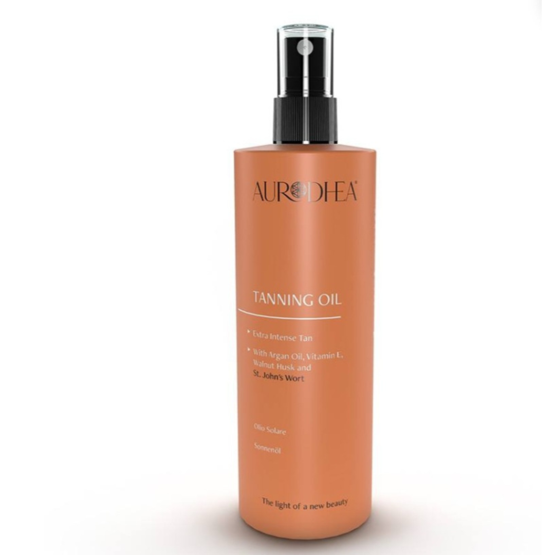 Huile solaire Chogan avec coque de noix verte et millepertuis, flacon de 150 ml, soin naturel pour la peau en soleil.