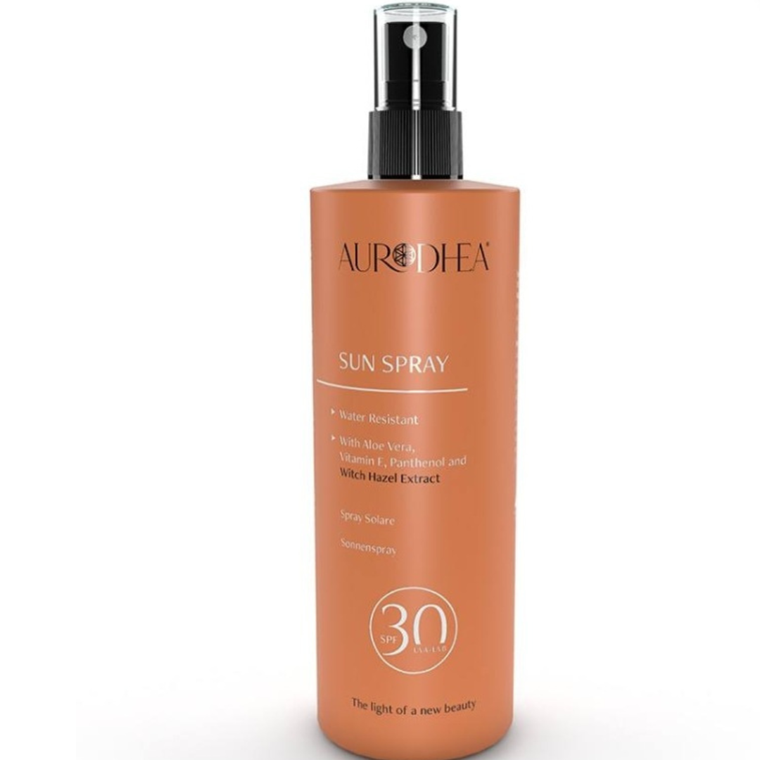 Spray solaire SPF 30 de Chogan en flacon de 150 ml pour la protection solaire et le bien-être de la peau.